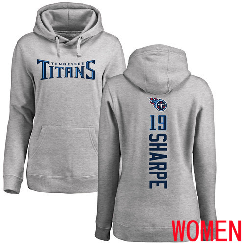 Tennessee Titans Ash Women Tajae Sharpe Backer NFL Football #19 Pullover Hoodie Sweatshirts->nfl t-shirts->Sports Accessory